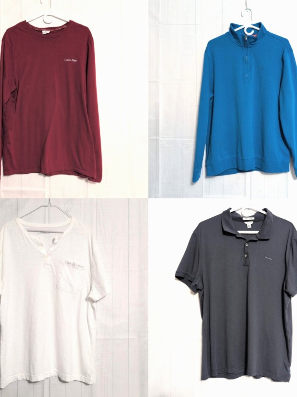 Lot of 4 Calvin Klein Men's Tops sz XL (see measurements) Long/Short Sleeve GUC